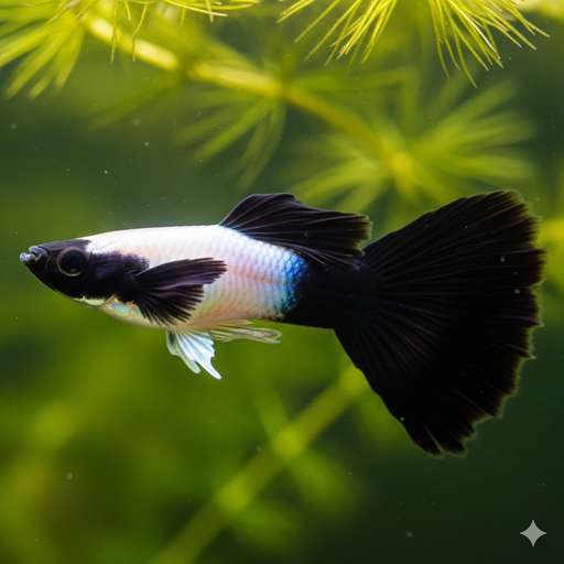 Tuxedo black guppy